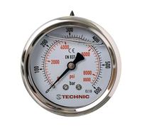 Manometro glicerina riempita 63 mm 0-600 Bar 8600 PSI 1/4" indicatore di pressione