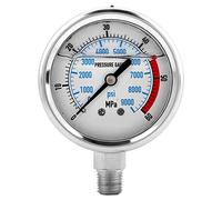 Manometro Idraulico 60MPa 9000PSI Con Ingresso Base NPT1/4 Quadrante Circolare In Acciaio Inossidabile Puntatore A Forma Di Ventaglio Misurazione Doppia Per Applicazioni Industriali