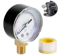Manometro impermeabile per filtro piscina ECX270861 con connettore filettato in ottone da 1/4", valutazione IP67, alloggiamento in acciaio inossidabile e display a doppia scala per un monitoraggio
