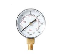 Manometro, Manometro radiale Y50 1/4BSPT 52 mm for aria, gas, acqua, carburante, fluidi non corrosivi, multicolore, intervalli multipli(0-30psi)