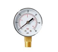 Manometro, Manometro radiale Y50 1/4BSPT 52 mm for aria, gas, acqua, carburante, fluidi non corrosivi, multicolore, intervalli multipli(0-60psi)
