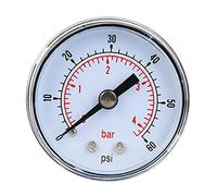 Manometro Meccanico Versatile per Aria, Olio, Acqua, Connessione Posteriore BSPT 1/8 di Pollice, Protezione Migliorata e Letture Chiare, Adatto a Vari Scenari (0-60 psi, 0-4