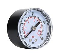 Manometro, misurazione accurata Quadrante trasparente 1/8 di pollice BSPT per esterno in metallo per letture numeriche chiare(0 160 psi, 0 11 bar)