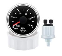 Manometro olio + sensore 7 colori luce 52 mm, indicatore misuratore pressione olio 5 Bar/10 Bar for auto, yacht, barca 12V24V Display multicolore(BS 0-5 Bar)