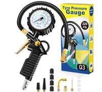 Manometro per Pneumatici 220 PSI Manometro Pressione Gomme Con 4 Tappi Valvola 2