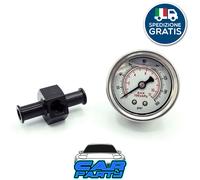 Manometro Pressione Benzina Olio 1/8 NPT 0-11 bar 0-160 PSI + raccordo TEE 10mm