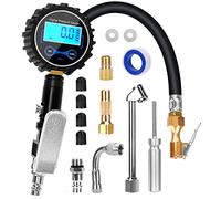 Manometro Pressione Gomme, Manometro Digitale 200 PSI Alta Precisione Pistola Gonfiaggio Pneumatici con Display LCD e luce LED, 4 Unità di Misura e Accessori Adatto per Auto, Moto, Biciclette
