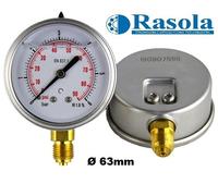MANOMETRO PRESSIONE IN BAR CASSA INOX IN GLICERINA ATTACCO RADIALE 1/4" OTTONE
