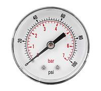 Manometro, quadrante da 50 mm, attacco posteriore 1/4 BSPT per aria acqua olio gas(0-100 psi 0-7 bar)