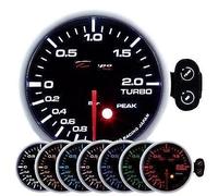 Manometro Strumento 52mm DEPO Pressione Turbo -1+2 BAR Allarme Picco 7 COLORI