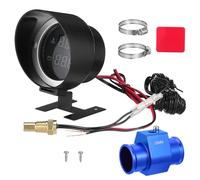Manometro Temperatura Acqua Auto e Tensione, Nero Display LED Rotondo | Lega di Alluminio e Plastica, per Auto e Camion, Installazione Semplice con Adattatore Incluso