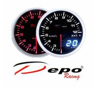 Manometro Temperatura Gas di Scarico 200-1200°C EGT DEPO Racing Dual View Nero