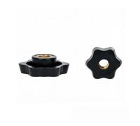 Manopola a stella nera con foro passante, volantino in plastica M4-M12 con | Maniglia di bloccaggio con design a vite penetrante per attrezzature e macchinari. Corpo in nylon resistente (ottone nero