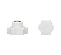 Manopola bianca per volantino con foro cieco, impugnatura a stella M4-M12 | Maniglia di serraggio con filettatura interna per macchinari e progetti fai da te. Corpo in nylon resistente (ferro bianco