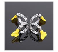 Manopola in plastica gialla per pantaloni, 5 clip in acciaio inox regolabili per tubi Worm Drive da 8 a 44 mm, non necessita di attrezzi per tubo, acqua e aria (13 - 22)