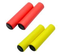 Manopole Bici 1/2/3Pairs Bicycle Grip Silicone Sponge Soft Mountain Bike Handlebar Cover Anti Slip Shock-Absorbing Scooter(Red-yellow)
