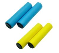 Manopole Bici 1/2/3Pairs Bicycle Grip Silicone Sponge Soft Mountain Bike Handlebar Cover Anti Slip Shock-Absorbing Scooter(Yellow-blue)