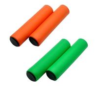 Manopole Bici 1/2/3Pairs Bicycle Grip Silicone Sponge Soft Mountain Bike Handlebar Cover Anti Slip Shock-Absorbing Scooter(Orange-green)