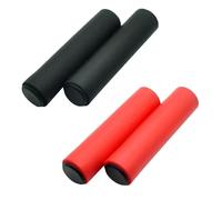 Manopole Bici 1/2/3Pairs Bicycle Grip Silicone Sponge Soft Mountain Bike Handlebar Cover Anti Slip Shock-Absorbing Scooter(Black-red)
