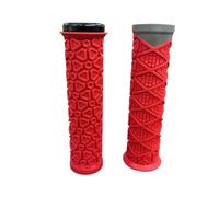 Manopole Bici Silicone Lock-On Handlebar Grips Anti-Slip Shock Absorption Downhill Bicycle Mountain Bike 22.2MM Handle Parts(Red-Gray)