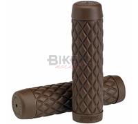 COPPIA MANOPOLE MOTO CUSTOM BOBBER CAFE RACER BILTWELL TORKER BROWN GOMMA Ø 25.