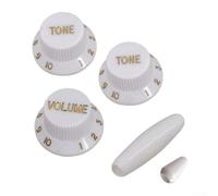 Manopole Chitarra ST 3Pz 1Vol 2Ton Nero(White) | Set 3 , 1 volume 2 toni, per stile ST, plastica , colore nero opaco
