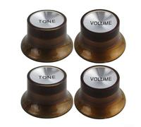 Manopole Chitarra Top Hat 2 Vol 2 Ton Oro(Brown) | Set completo 2 volume 2 tono, colore nero elegante, materiale acrilico , montaggio push-fit facile