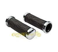Manopole cromate FLAME GRIPS da 22mm (7/8") per custom con tappo in abs cromata