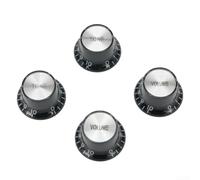 Manopole di controllo in alluminio per chitarra acustica, 6 mm, asta | Adatto a vasi con albero diviso da 6 mm, stile cappello a cilindro argento, set da 4, ideale per la sostituzione sg