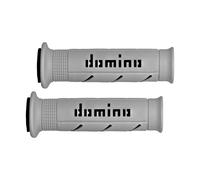 COPPIA MANOPOLE DOMINO GRIGIO NERO MANUBRI 22 MM MOTO SCOOTER UNIVERSALI