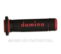 Manopole Domino Atv Nero-Rosso Chiusi Moto Motore Ricambi Ciclomotore Accessori