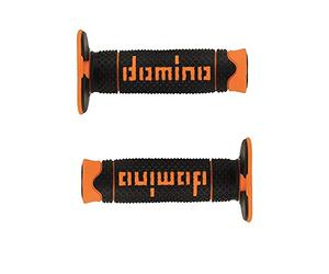 Manopole Dominó in gommatermoplastica per manubrio Motocross, Pitbike, Enduro, Trial, MX, Freeride (Arancione)