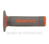Manopole Domino Off Road Grigio-Arancio Chiuso D 22 Mm L 118 Mm Per Moto