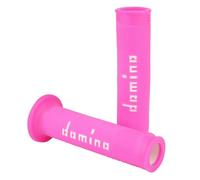 Manopole Domino per moto da strada A010 fucsia-bianco open end 120-125mm (coppia