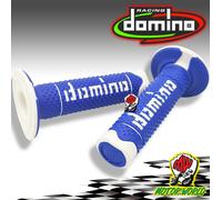 A260 COPPIA MANOPOLE BIANCO / BLU OFFROAD DOMINO DIAMETRO 22-26 UNIVERSALI