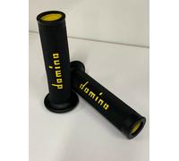 Manopole DOMINO racing forate super soft universali NERO-GIALLO