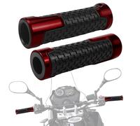 Manopole Moto 2 Pezzi per Manubrio 22mm/24mm in Gomma - Per Scooter, Quad, Cruiser, Off Road (Rosso)