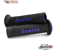Manopole Moto Domino Coppia Nero Blu Aperte In Gomma Road Racing Tommaselli A010