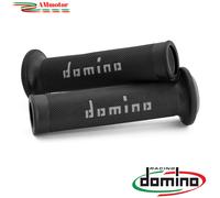 Manopole Moto Domino Coppia Nero Grigio Aperte In Gomma Road Racing A010