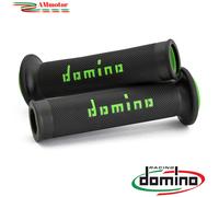 Manopole Moto Domino Coppia Nero Verde Aperte In Gomma Road Racing A010
