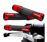 Manopole Moto Scooter Universali 22/25 mm con Contrappesi in Alluminio - Gomma Antiscivolo Rosso - Grip Manubrio Custom Sportive Naked Scooter