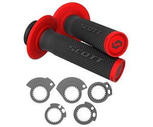 MANOPOLE MOTO SCOTT CROSS ENDURO NERO ROSSO SX II LOCK ON CON CAM ACCELERATORE