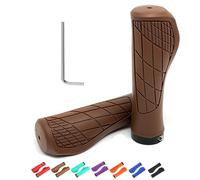 Manopole per Bicicletta, 1 Paio di Manopole Ergonomiche per Manubrio, Manopole Antiscivolo per Manubri da 22mm, Adatte a Mountain Bike e Bici da Strada, Montaggio Rapido (Brown)