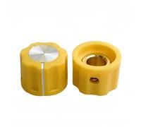 Manopole per chitarra, 15 pezzi, 16 x 12 mm, manopole in plastica per amplificatore per chitarra, regolazione del volume HIFI DVD, effettore, foro interno 6,4 mm (giallo)
