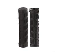 Manopole per manubrio da 22,2 mm con montaggio a blocco, realizzate con una combinazione di materiali in gomma e lega di alluminio (nero)