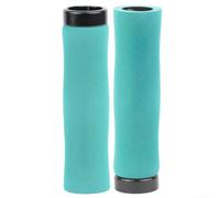 Manopole per manubrio di mountain bike, 135 x 33 mm, spugna e lega di alluminio, con anello di bloccaggio singolo, misura standard da 22,2 mm, forte assorbimento degli urti (ciano)