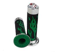 Manopole per manubrio moto da 22 mm in gomma morbida antiscivolo con design a teschio con fiamma rossa, compatibile con la maggior parte delle moto (verde)