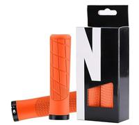 Manopole per manubrio per bici fuoristrada con meccanismo di bloccaggio in alluminio e materiale TPR denso per ridurre al minimo il fastidio alla mano (arancione)