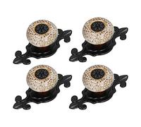 Manopole per mobili Roud da 4 pezzi, manopole per comò in lega di zinco antico, foro singolo, maniglie per porte dell'armadio, maniglie per mobili, maniglie per la casa (1901 Nero opaco con stampa