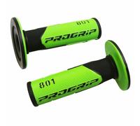 Manopole progrip per moto off-road 801 a doppia densità, base nera-verde, estre